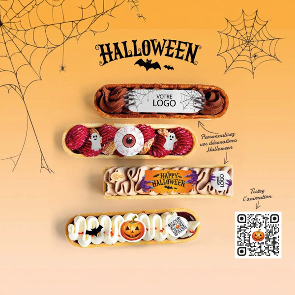 Éclairs Halloween avec décors personnalisés et QR code comestible